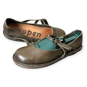 Trippen Light Unlined Leather Cork Sole Mary Jane Taupe Shoes